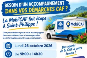 vignette pour illustrer la présence de la Mobi-Caf sur le parvis de la mairie le 26 octobre