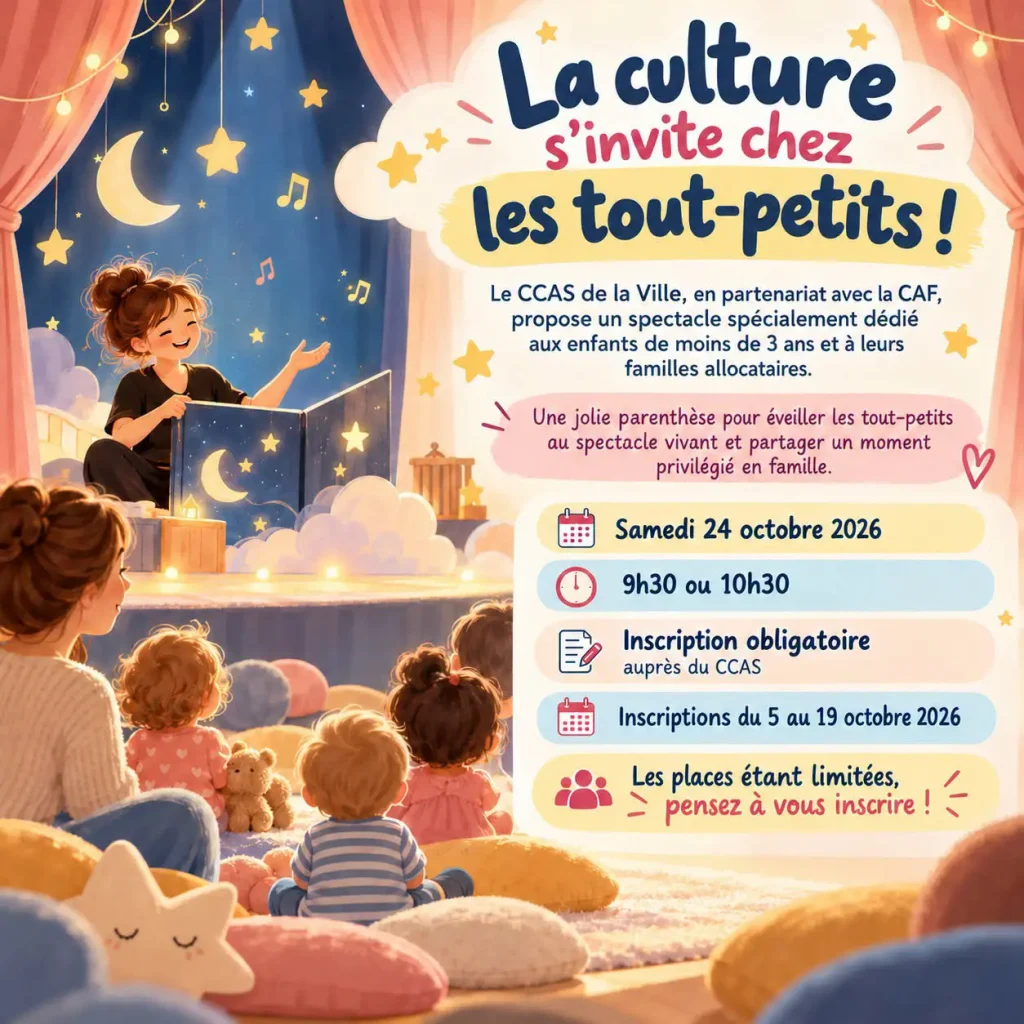 Affiche du spectacle pour les moins de 3 ans, samedi 24 octobre 2026