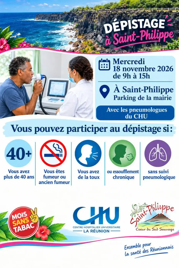 Affiche du dépistage respiratoire à Saint-Philippe le 18 novembre 2026