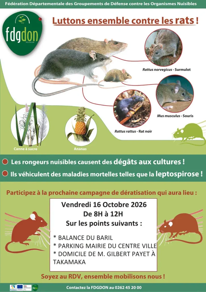 Affiche FDGDON : campagne de dératisation le vendredi 16 octobre 2026 (69)