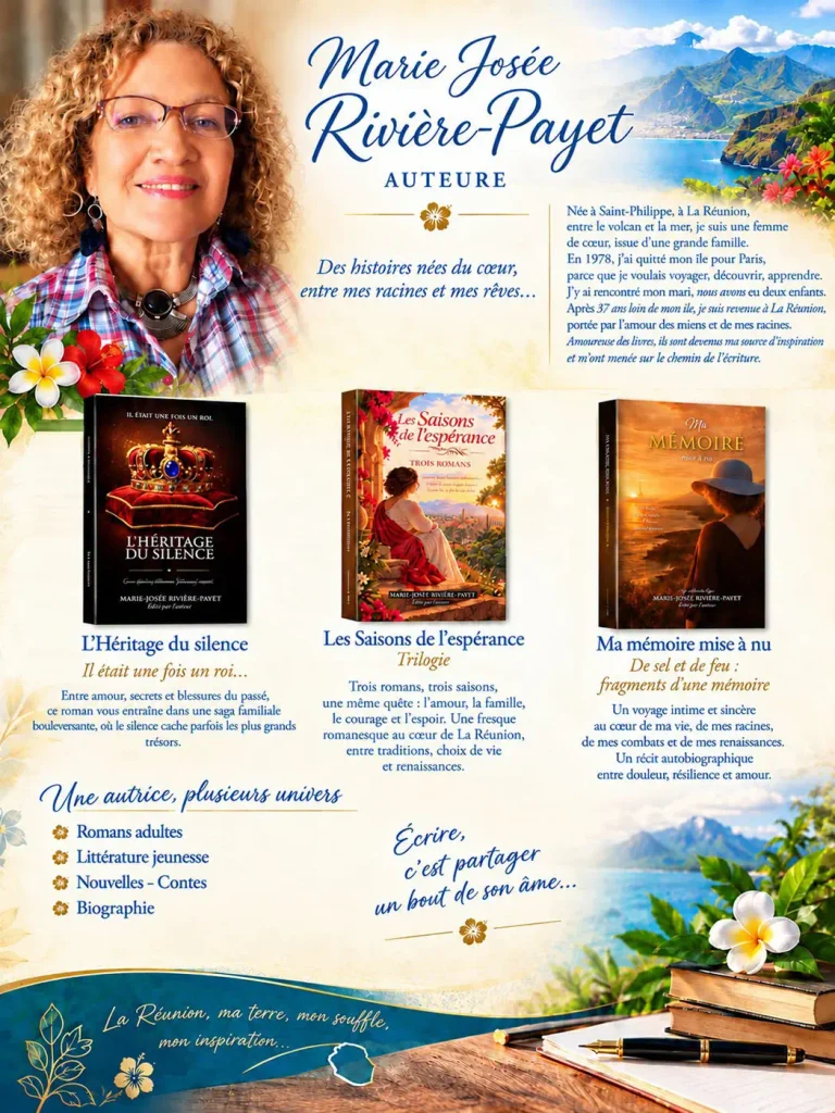 Marie Josée Rivière-Payet, auteure réunionnaise, et ses trois livres