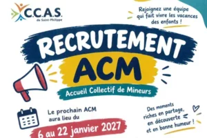 Recrutement ACM, Accueil Collectif de Mineurs, du 6 au 22 janvier 2027